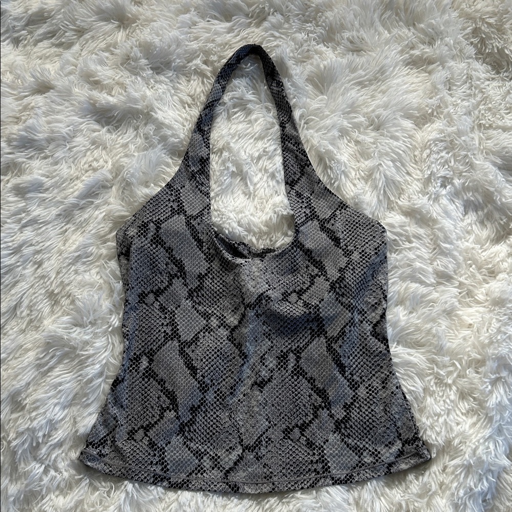 SKIMS Gray Snake Print Top